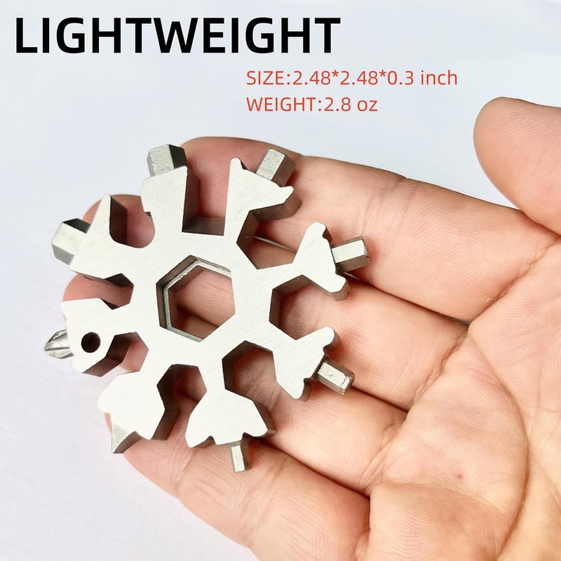 FODARSAI 18-in-1 Snowflake Multitool, Stocking Stuffers for Men, Cool Camping Tool Gadgets for Men, Unique Gifts for Dad, Husband, Boyfriend (Silver) - Image 5